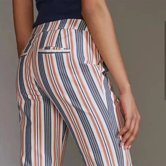 Anthropologie Low Waisted Striped Flare Pants, Size 10P - Picture 2 of 11